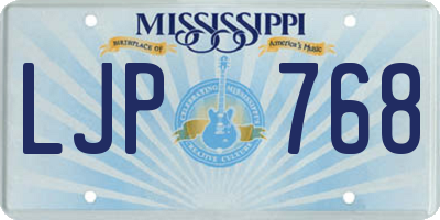 MS license plate LJP768