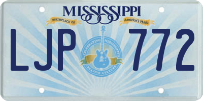 MS license plate LJP772