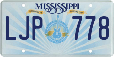 MS license plate LJP778