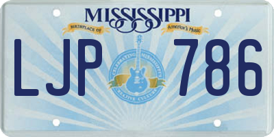 MS license plate LJP786