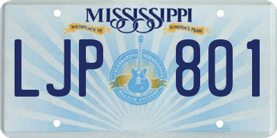 MS license plate LJP801