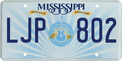 MS license plate LJP802