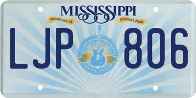 MS license plate LJP806