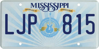 MS license plate LJP815