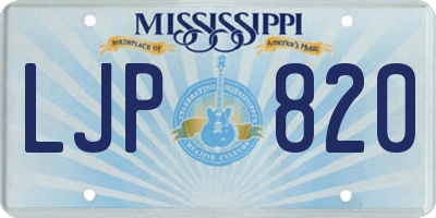 MS license plate LJP820