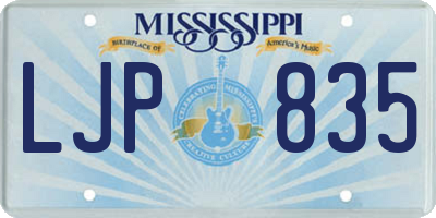 MS license plate LJP835