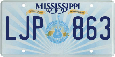 MS license plate LJP863