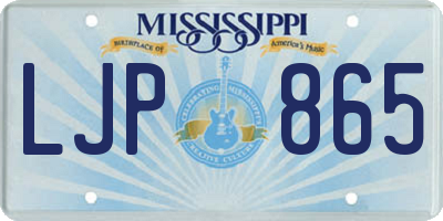 MS license plate LJP865