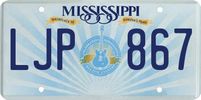 MS license plate LJP867