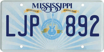 MS license plate LJP892