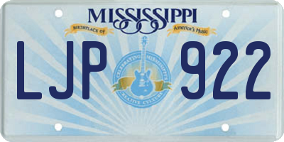 MS license plate LJP922
