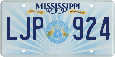 MS license plate LJP924