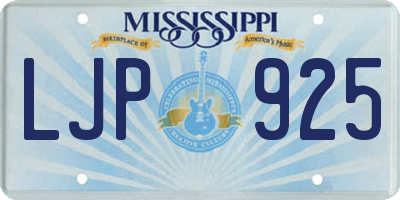 MS license plate LJP925