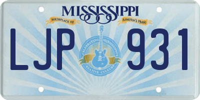 MS license plate LJP931