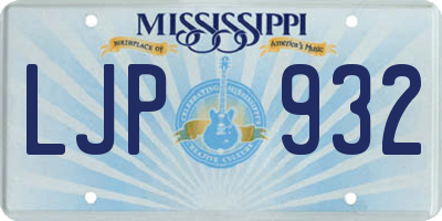 MS license plate LJP932