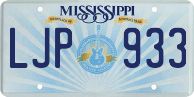 MS license plate LJP933