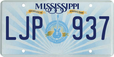 MS license plate LJP937