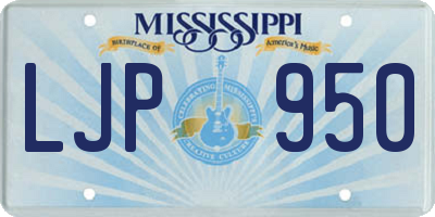 MS license plate LJP950