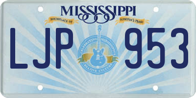 MS license plate LJP953