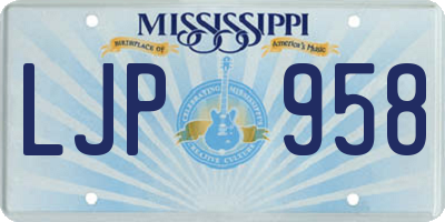 MS license plate LJP958