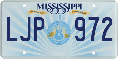 MS license plate LJP972