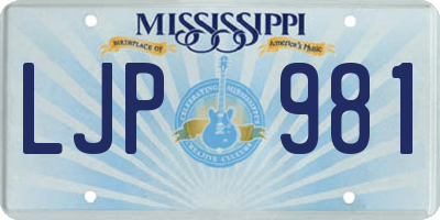 MS license plate LJP981