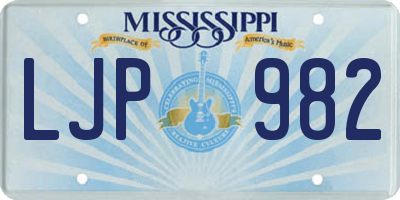 MS license plate LJP982