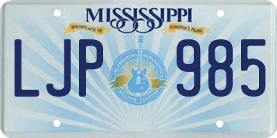 MS license plate LJP985