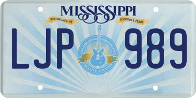 MS license plate LJP989