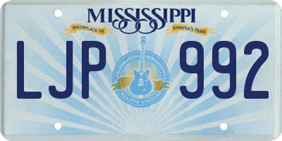 MS license plate LJP992