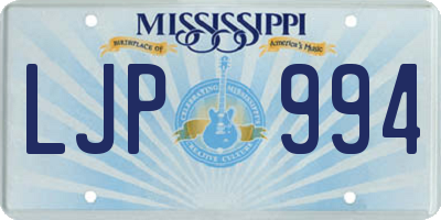 MS license plate LJP994