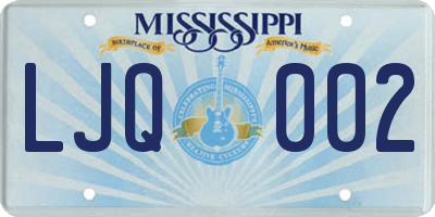 MS license plate LJQ002