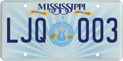 MS license plate LJQ003