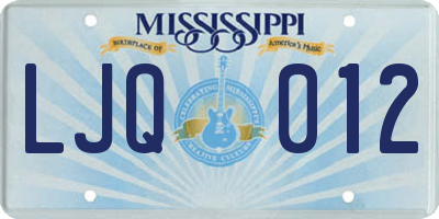 MS license plate LJQ012