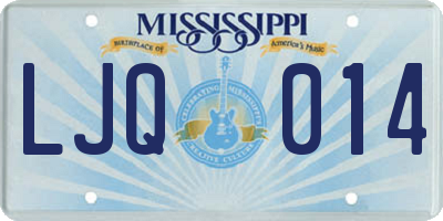 MS license plate LJQ014