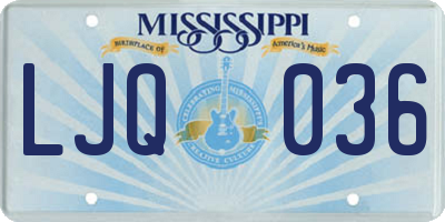 MS license plate LJQ036