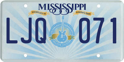 MS license plate LJQ071