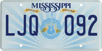 MS license plate LJQ092