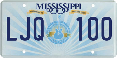 MS license plate LJQ100