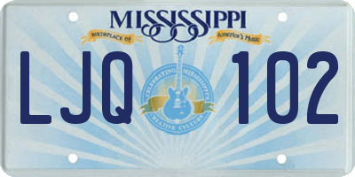 MS license plate LJQ102