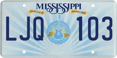 MS license plate LJQ103