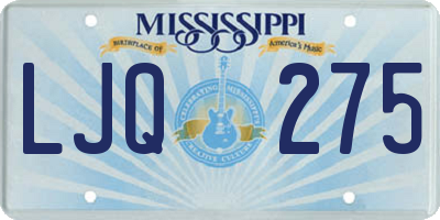 MS license plate LJQ275