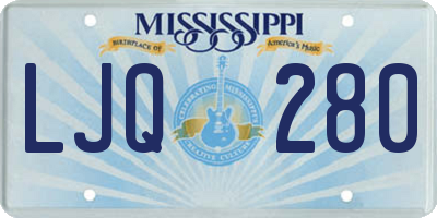 MS license plate LJQ280