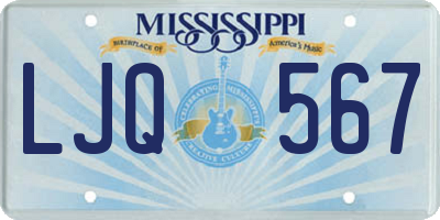 MS license plate LJQ567