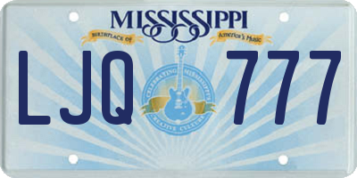 MS license plate LJQ777