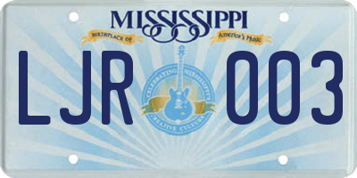 MS license plate LJR003