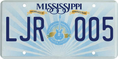 MS license plate LJR005