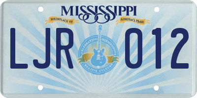 MS license plate LJR012