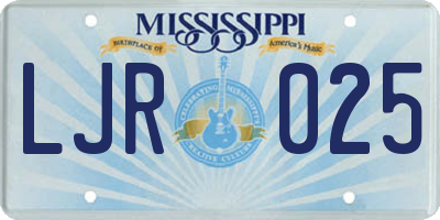 MS license plate LJR025