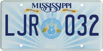 MS license plate LJR032